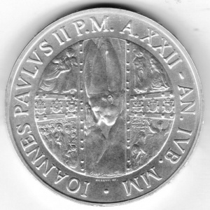 Аверс монеты Ватикан, 1000 лир, 2000, 22-й год правления Иоанна Павла II