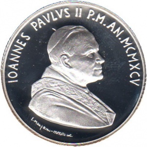 Аверс монеты Ватикан, 10.000 лир, 1995, Святой Год 2000 - Благовещение