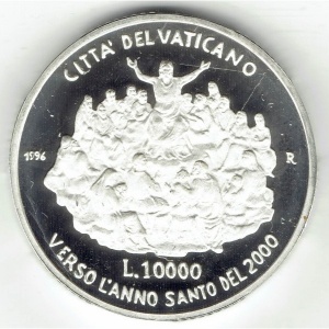 Реверс монеты Ватикан, 10.000 лир, 1996, Святой Год 2000 - Учение