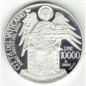 Реверс монеты Ватикан, 10.000 лир, 2000, Святой Год 2000 - Иерусалим