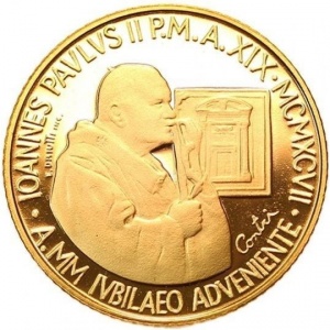 Аверс монеты Ватикан, 50.000 лир, 1997, Святой Год 2000 - Святой Павел