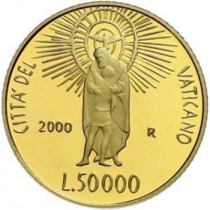 Реверс монеты Ватикан, 50.000 лир, 2000, Блудный сын