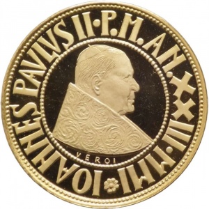 Аверс монеты Ватикан, 50.000 лир, 2001, Религиозные символы - Крест Юстина II