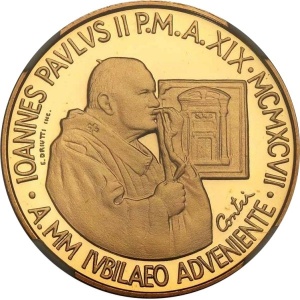 Аверс монеты Ватикан, 100.000 лир, 1997, Святой Год 2000 - Базилика Святого Павла