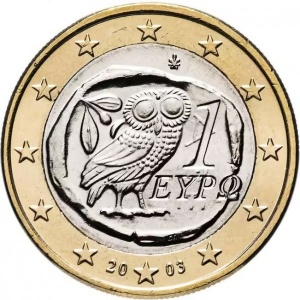 Аверс монеты Греция, 1 евро, 2002-2006