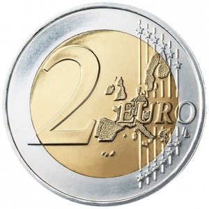 Реверс монеты Греция, 2 евро, 2015, 30 лет флагу Европейского союза