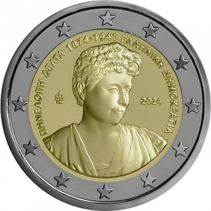Аверс монеты Греция, 2 евро, 2024, 150 лет со дня рождения Пенелопы Дельты