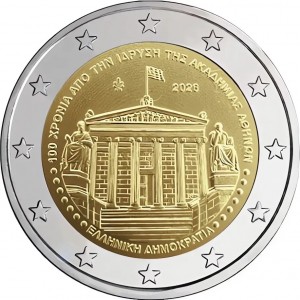 Аверс монеты Греция, 2 евро, 2026, 100 лет Афинской академии