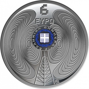 Аверс монеты Греция, 6 евро, 2020, 75 лет Национальному институту радиовещания