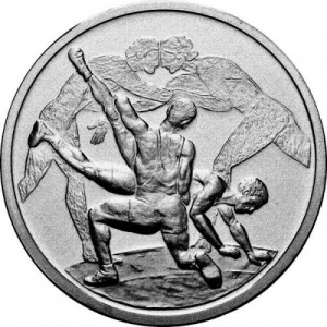 Реверс монеты Греция, 10 евро, 2004, XXVIII летние Олимпийские Игры, Афины 2004 - Борьба