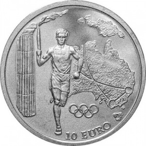 Реверс монеты Греция, 10 евро, 2004, Эстафета олимпийского огня - Австралия