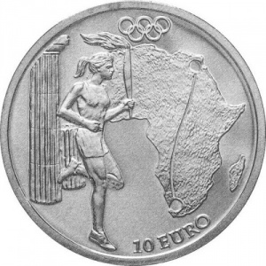 Реверс монеты Греция, 10 евро, 2004, Эстафета олимпийского огня - Африка
