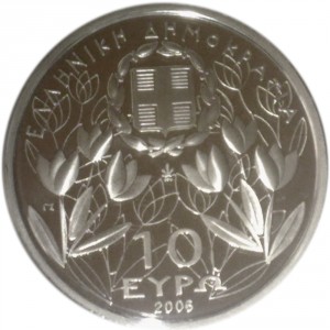 Аверс монеты Греция, 10 евро, 2006, Гора Олимп - Зевс