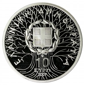 Аверс монеты Греция, 10 евро, 2007, Национальные парки Греции - Пинд /деревья/