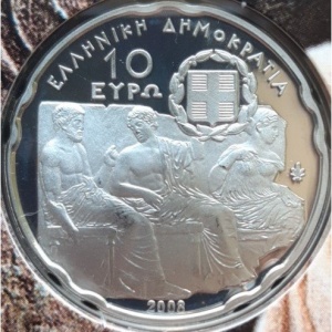 Аверс монеты Греция, 10 евро, 2008, Музей Акрополя