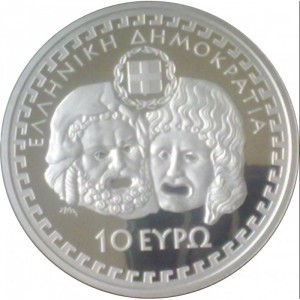 Аверс монеты Греция, 10 евро, 2014, Еврипид