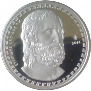 Реверс монеты Греция, 10 евро, 2014, Еврипид