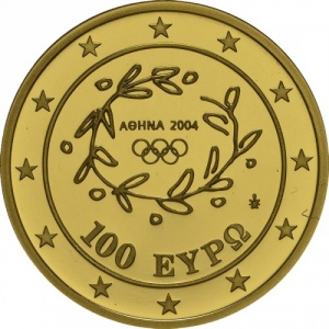 Аверс монеты Греция, 100 евро, 2004, XXVIII летние Олимпийские Игры, Афины 2004 - Заппион