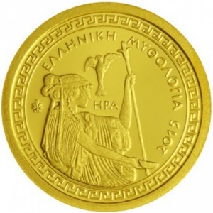 Реверс монеты Греция, 100 евро, 2015, Боги Олимпа - Гера