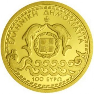 Аверс монеты Греция, 100 евро, 2016, Боги Олимпа - Посейдон