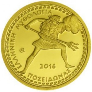 Реверс монеты Греция, 100 евро, 2016, Боги Олимпа - Посейдон