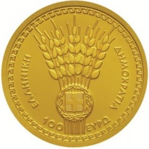 Аверс монеты Греция, 100 евро, 2019, Боги Олимпа - Деметра