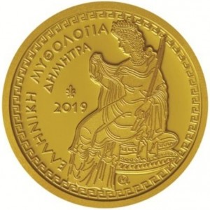 Реверс монеты Греция, 100 евро, 2019, Боги Олимпа - Деметра