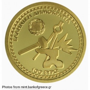 Аверс монеты Греция, 100 евро, 2024, Олимпийские боги - Гефест