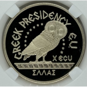 Аверс монеты Греция, 10 ЭКЮ, 1994, Греческое председательство в ЕС