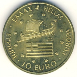 Аверс монеты Греция, 10 евро, 1996, Олимпийские игры 1996 года