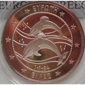 Реверс монеты Греция, 10 ЭКЮ, 1994, Дельфины