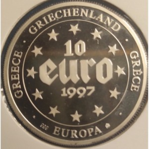 Реверс монеты Греция, 10 евро, 1997, Гимн