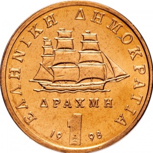 Аверс монеты Греция, 1 драхма, 1988-2000