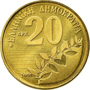 Аверс монеты Греция, 20 драхм, 1990-2000
