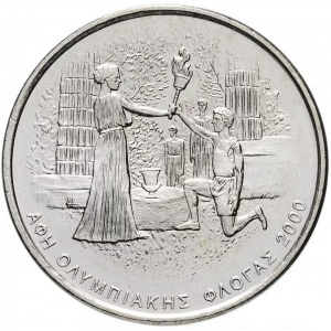 Реверс монеты Греция, 500 драхм, 2000, XXVIII летние Олимпийские Игры, Афины 2004 - Олимпийский огонь