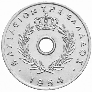 Аверс монеты Греция, 5 лепт, 1954-1971