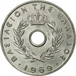 Аверс монеты Греция, 20 лепт, 1954-1971