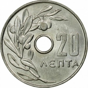 Реверс монеты Греция, 20 лепт, 1954-1971