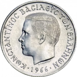 Аверс монеты Греция, 50 лепт, 1966-1970