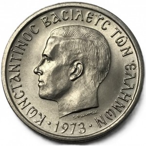 Аверс монеты Греция, 2 драхмы, 1971-1973