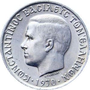 Аверс монеты Греция, 5 драхм, 1966-1970