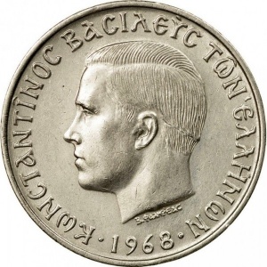 Аверс монеты Греция, 10 драхм, 1968
