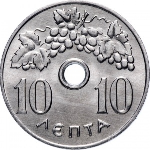 Реверс монеты Греция, 10 лепт, 1954-1971