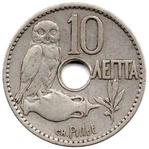 Реверс монеты Греция, 10 лепт, 1912