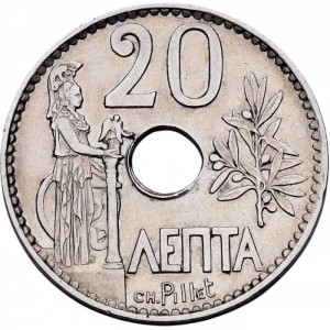 Реверс монеты Греция, 20 лепт, 1912