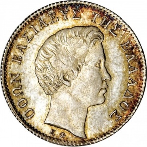 Аверс монеты Греция, ½ драхмы, 1833-1847