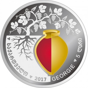 Аверс монеты Грузия, 5 лари, 2017, Грузинское вино