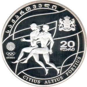 Аверс монеты Грузия, 20 лари, 2008, XXIX летние Олимпийские игры, Пекин 2008
