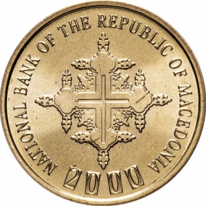 Аверс монеты Северная Македония, 1 денар, 2000