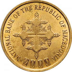 Аверс монеты Северная Македония, 1 денар, 2000, 2000 лет Христианству